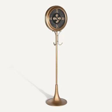 Horloge Sur Pied Vintage Dorée Avec Porte Manteau élégant