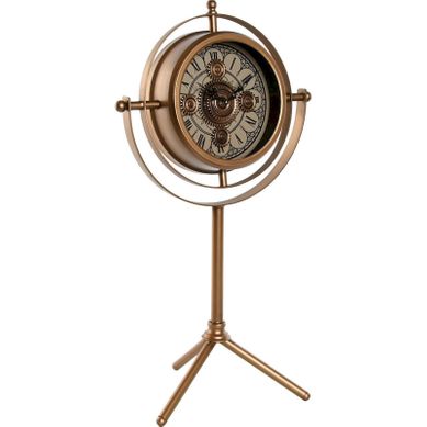 Horloge De Table Vintage Dorée En Métal Et Verre Style Rétro