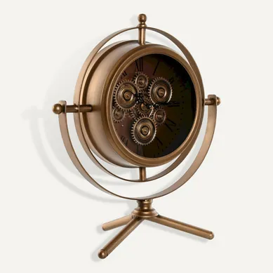 Horloge De Table Dorée Style Vintage En Métal Et Verre