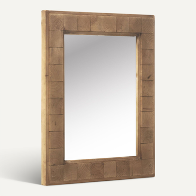 Miroir En Bois Naturel Avec Cadre Texturé À Suspendre