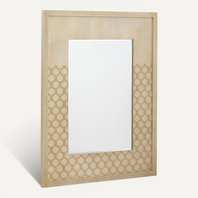 Miroir Décoratif Finition Chêne Marfil Motif Doré élégant