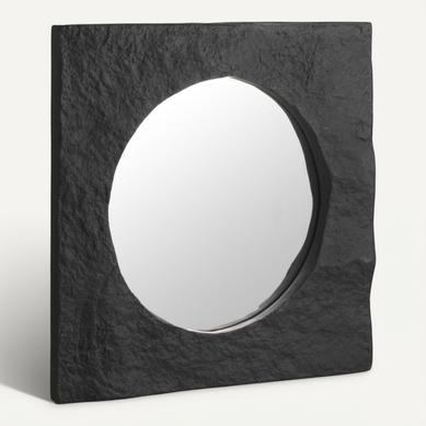 Miroir Mural Noir Aspect Pierre Style Contemporain