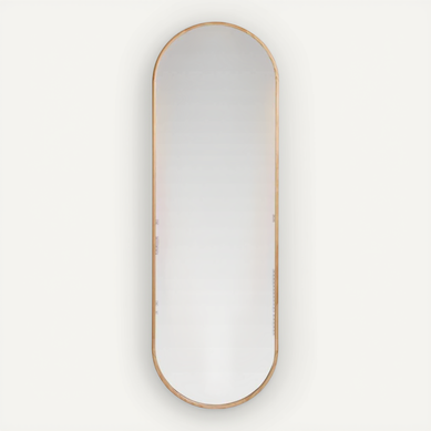 Miroir Mural Ovale En Bois De Pin Finition Vernis Marron