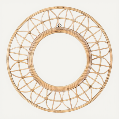 Miroir Mural Ethnique Décoratif En Rotin Et Mdf Naturel Miroir Mural Ethnique Décoratif En Rotin Et Mdf Naturel