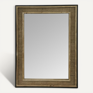 Miroir Mural Naturel Bois Métal Et Rotin Ambiance Chaleureuse