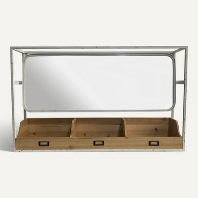 Miroir Mural Bois Naturel Et Blanc Vieilli Style Meuble Atelier Miroir Mural Bois Naturel Et Blanc Vieilli Style Meuble Atelier