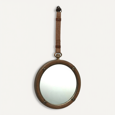 Miroir Mural Décoratif Métal Et Polipiel Marron élégant