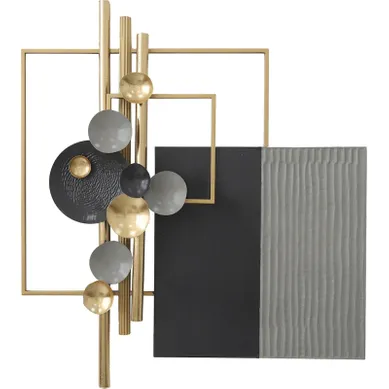 Panneau Mural Métal Design Abstrait Or Noir Et Gris