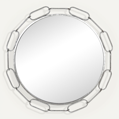 Miroir Mural Design Chaîne Métal Argenté Pour Décoration élégante