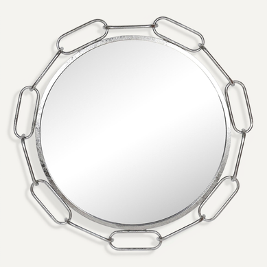 Miroir Mural Chaîne Métal Argenté Design Décoratif