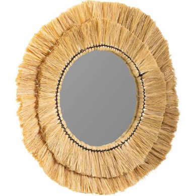 Miroir Rond En Herbe Naturelle Style Bohème Pour Intérieur Chaleureux