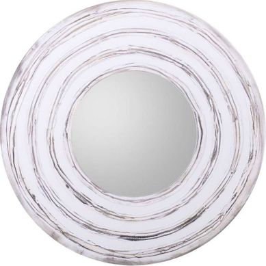 Miroir Mural Rond Blanc Peint À La Main Style Artisanal
