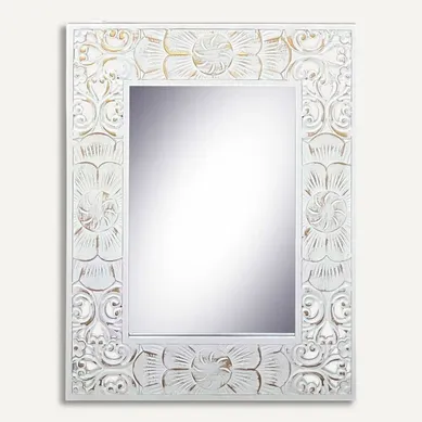 Miroir Mural Romantique Blanc Bois Sculpté Ambiance élégante