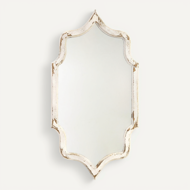 Miroir Mural Classique Forme Irrégulière Finition Blanche Antique