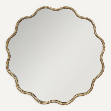 Miroir Mural Doré Forme Ondulée Chic Décoration élégante