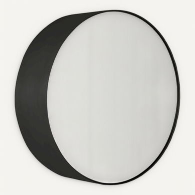 Miroir Mural Rond Design Métal Noir élégant Pour Intérieur Moderne
