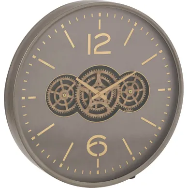 Horloge Design Engrenage Bois Gris Et Or Ambiance Industrielle