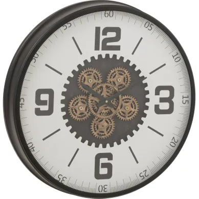 Horloge Murale Engrenage Design Bois Noir Et Blanc