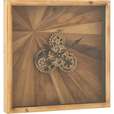 Horloge Murale Carrée Bois Naturel Style Industriel élégant