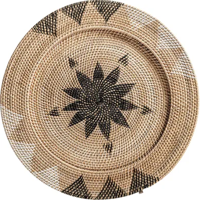 Plat Décoratif En Rotin Esprit Boho Finition Naturelle Marron