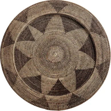 Plat Décoratif En Rotin Style Boho Finition Naturelle Marron