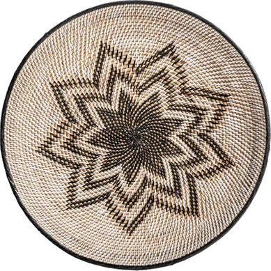 Plat Décoratif En Rotin Style Boho Finition Naturelle Beige