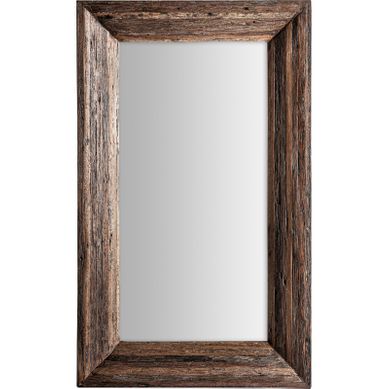 Miroir Mural Contemporain En Bois Tropical Marron Vieilli