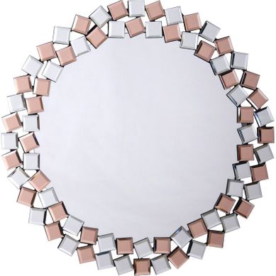 Miroir Mural Rond Mosaïque Argent Rosé Style Rétro Miroir Mural Rond Mosaïque Argent Rosé Style Rétro