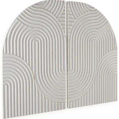 Sculpture Murale En Bois Blanc Relief Arqué