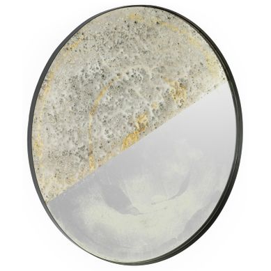 Miroir Rond Mural En Métal Noir Vieilli
