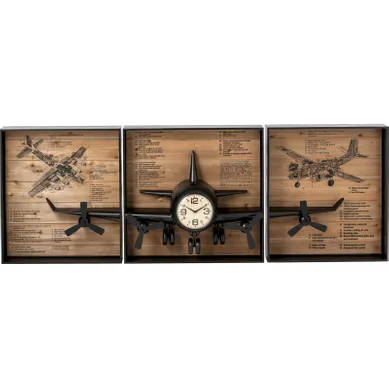 Horloge Murale Avion En Métal Noir