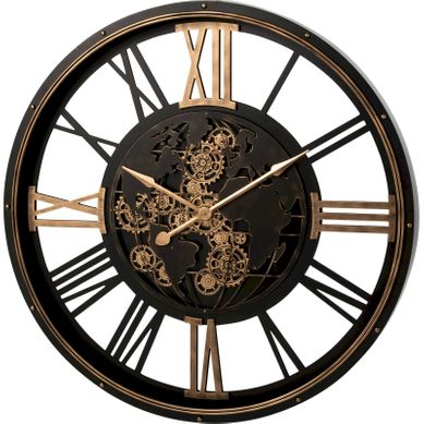 Horloge Murale Métal Noir Et Doré