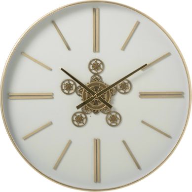 Horloge Murale Ronde Blanche Et Dorée