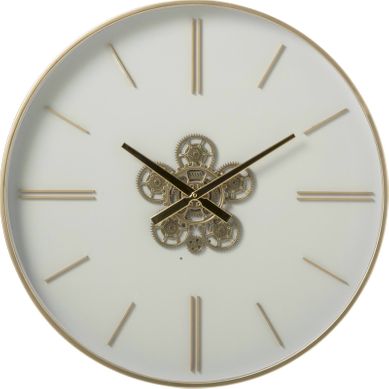 Horloge Murale Chic En Métal Blanc Et Doré