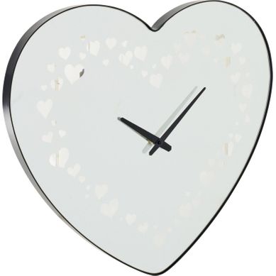 Horloge Murale Cœur En Verre Noir