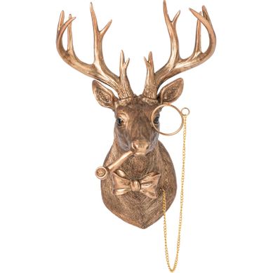 Tête De Cerf Murale En Résine Cuivre