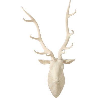 Tête De Cerf Murale Beige En Polyrésine