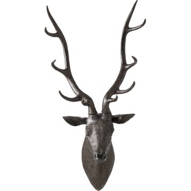 Tête De Cerf Murale Noire En Polyrésine
