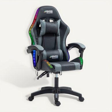 Amstrad ams led fusion bk fauteuil   chaise de bureau gamer noir avec éclairage led 366 effets   télécommande