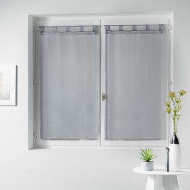 Paire De Voile Raye Horizon 60 X 160 Cm Gris Paire De Voile Raye Horizon 60 X 160 Cm Gris