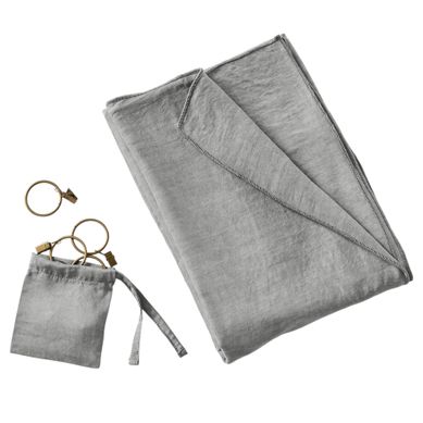 Rideau Ajustable Lysandre Granit 140 X 270 Cm + 8 Anneaux Pince