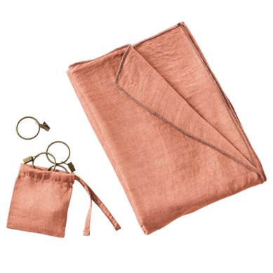 Rideau Ajustable Lysandre Terracotta 140 X 270 Cm + 8 Anneaux Pince
