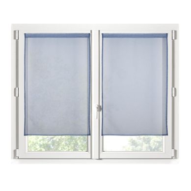 Paire De Rideaux Voile 70 X 200 Cm Brise Bise Denim
