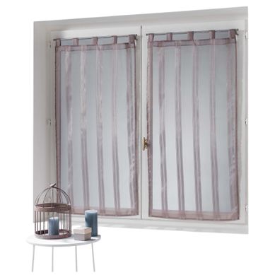 Paire De Voilage Rayures 60 X 160 Cm Bandas Jacquard Noisette