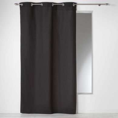 Rideau à Oeillets Coton Ui Panama Noir140 X 280 Cm