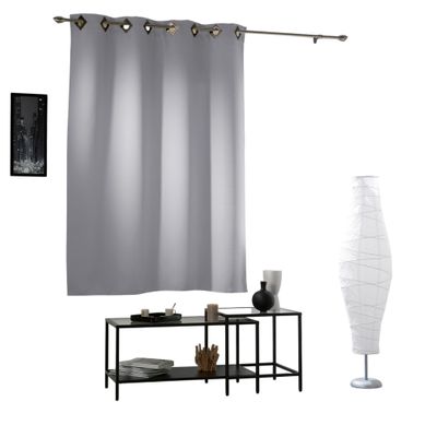 Rideau à Oeillets Carres Cocoon Gris Clair 140 X 180 Cm