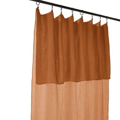 Rideau Gaze De Coton Ajustable Orange 140x300 Cm