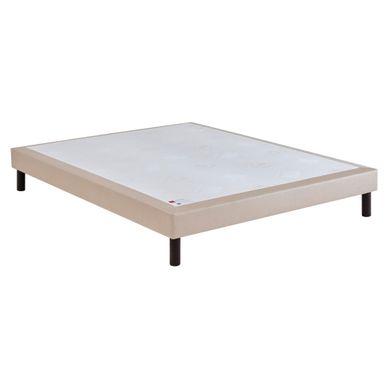 Sommier Tapissier 160x200 Cm - Fabrication Française - Lattes épaisses Renforcées - Revêtement Gris - Pieds 15 Cm Inclus