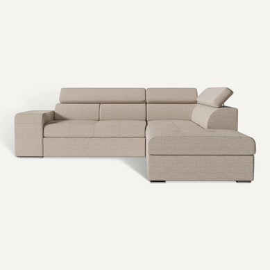 Canapé d'angle gauche convertible Marius bouclette Beige