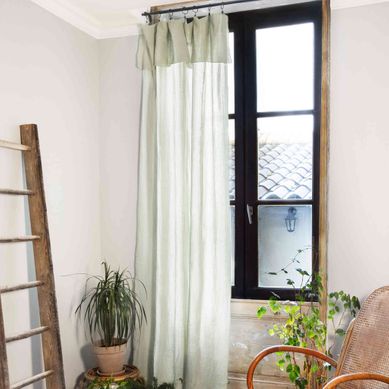Rideau Gaze De Coton Ajustable Vert 140x300 Cm